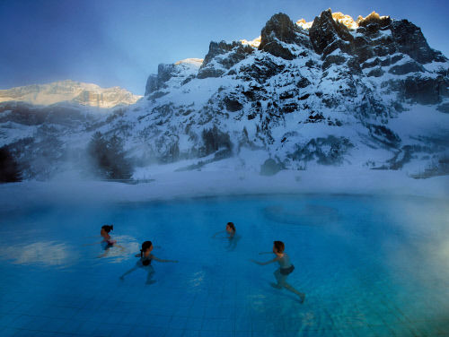 Термальные ванны в Лейкербаде (Leukerbad), кантон Вале (Valais)