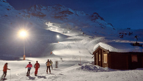 Ночное катание на лыжах, Корвач (Corvatsch), Санкт-Мориц (St. Moritz)