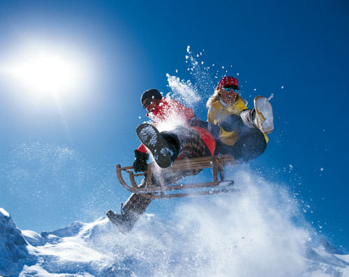 Катание на санях в районе перевала Бернина (Bernina), Верхний Энгадин (Upper Engadine)