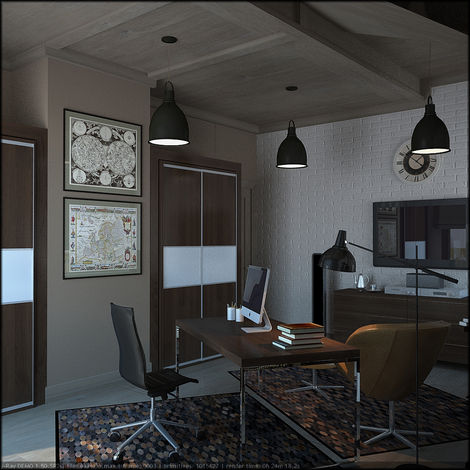 Кресло Schelly, рабочий стол Осса, рабочее кресло Ferrara, комод Global, напольная лампа Bistro, люстра Factory