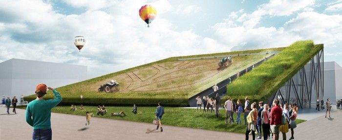 Крыша павильона Нидерландов будет засеяна пшеницей и некоторыми другими зерновыми культурами. Они будут вызревать прямо на глазах у посетителей, а в конце лета или начале осени комбайны демонстративно соберут получившийся урожай.