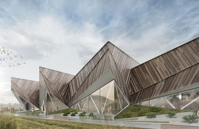 Выполненный из древесины павильон Словении символизирует знаменитые леса, которыми покрыта заметная часть территории страны. 