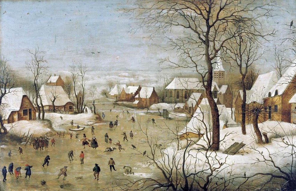 Питер Брейгель Старший «Зимний пейзаж с ловушкой для птиц».  Брюссель, Королевский музей изящных искусств