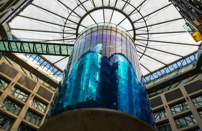 В отеле в центре Берлина лопнул гигантский аквариум