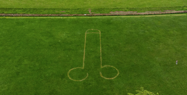 Неизвестные выкосили гигантский пенис на газоне перед коронацией Карла III